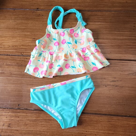 Shelloha - Toddler Girl Cherry Print 2Pc Swimsuit. Size 18 Months NWOT - Picture 2 of 11